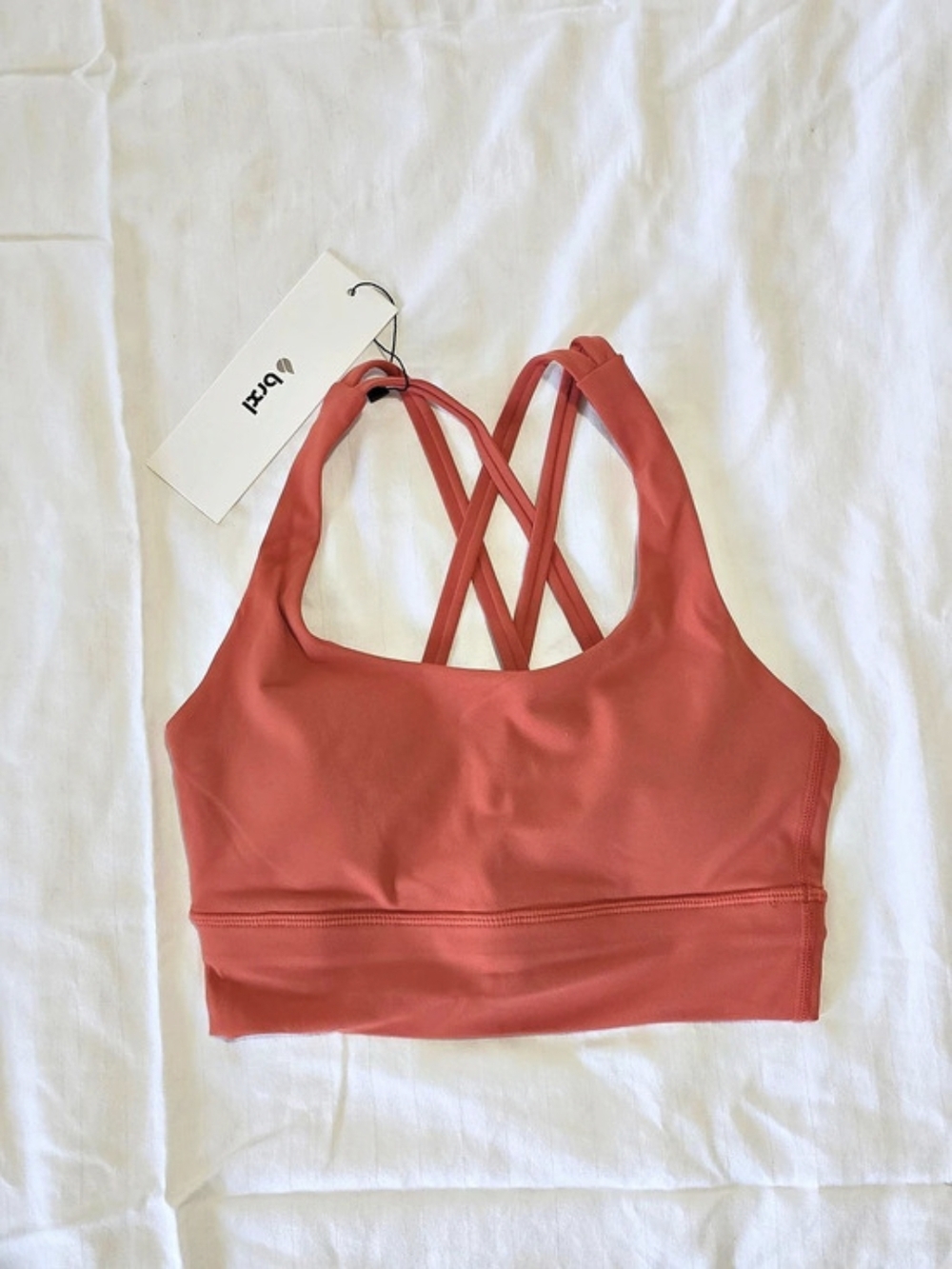 brxl Seamless Criss Cross Spaghetti Racerback Sports Bra Coral XS